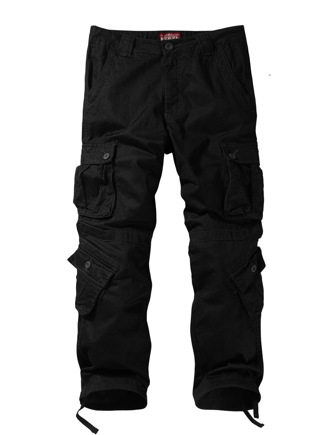 Cotton Blend Camo Multi Flap Pockets Men's Straight Leg Cargo Pants, Loose Casual Outdoor Pants, Tactical Work Pants For Men